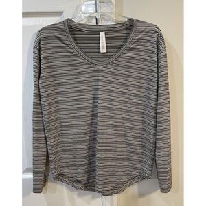 Athleta Women's Cloudlight Stratus Sz XS Stripped Scoop Neck Long‎ Sleeve Shirt